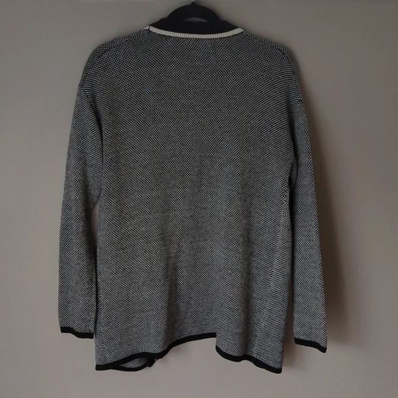 Banana Republic Knit Open Front Black & White Cotton Blend Cardigan Small - Picture 5 of 6
